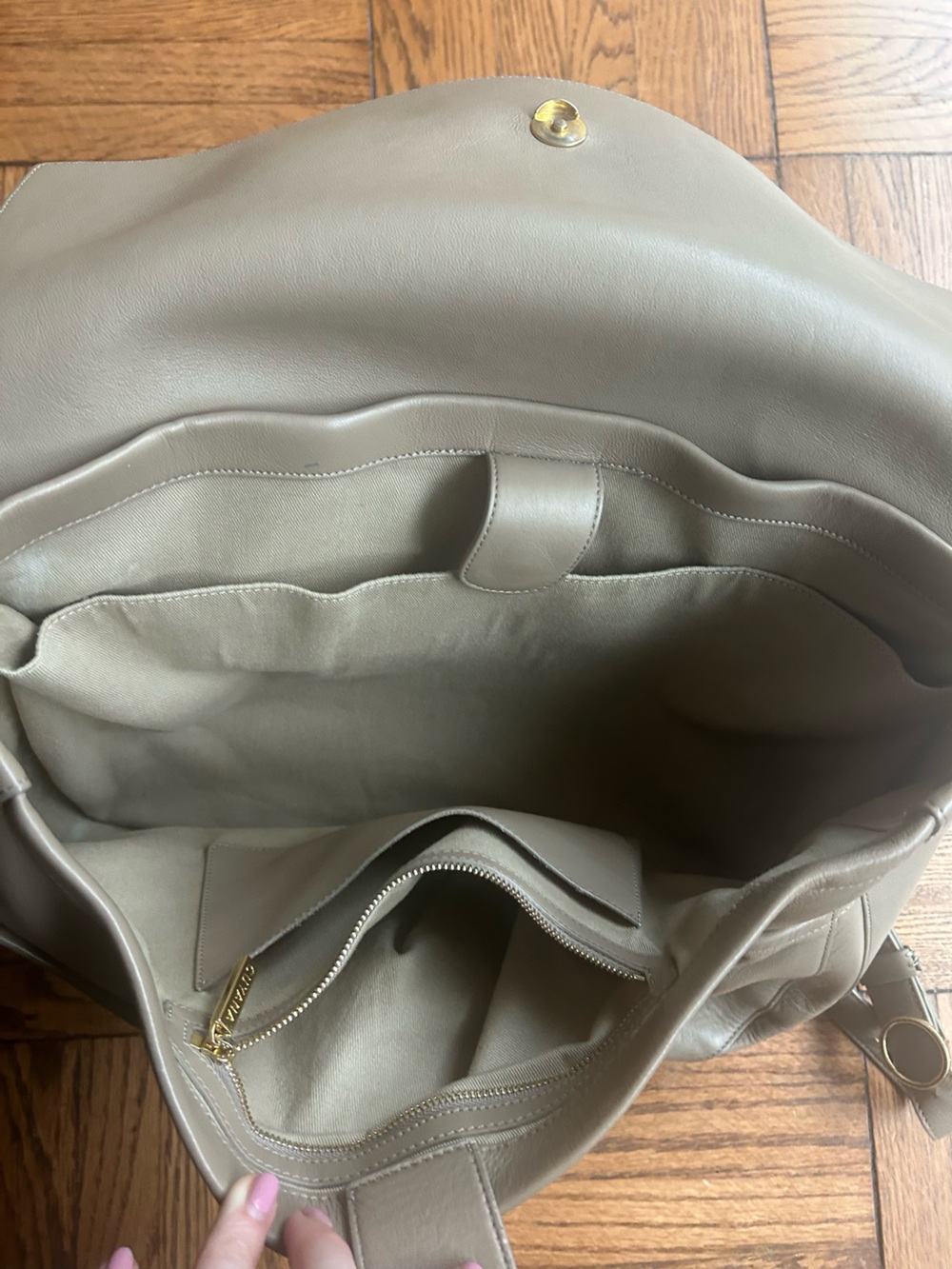 Cuyana Pebble Leather Convertible Backpack in Taupe - Picture 3 of 6